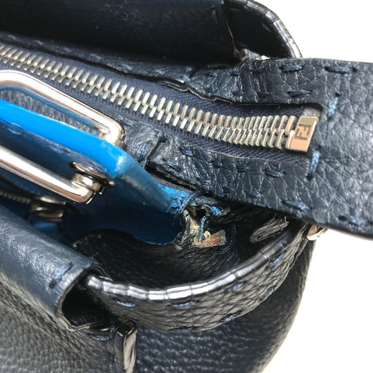 FENDI Business bag 7VA388 leather Navy x blue Celeria Peekaboo mens Used Authentic
