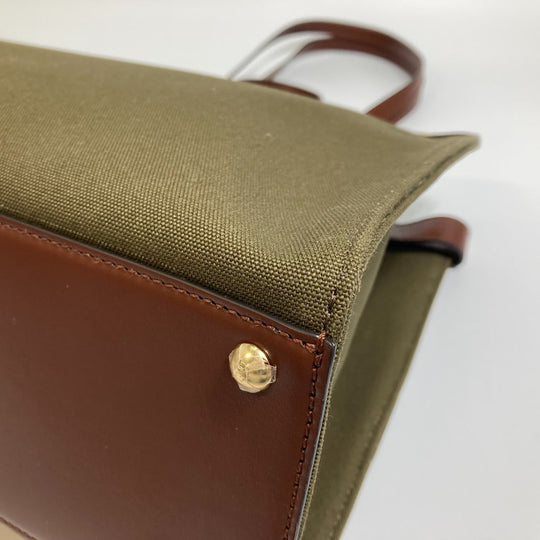 FENDI Tote Bag 8BH374 cotton green FF total pattern Peekaboo X Tote Women Used Authentic