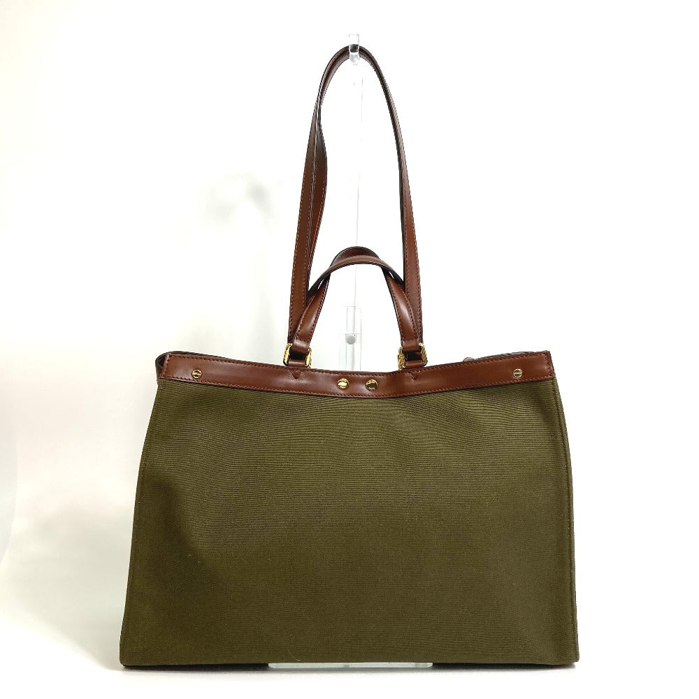 FENDI Tote Bag 8BH374 cotton green FF total pattern Peekaboo X Tote Women Used Authentic