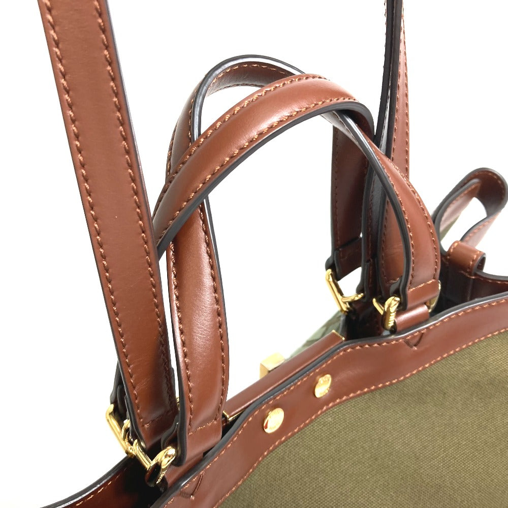 FENDI Tote Bag 8BH374 cotton green FF total pattern Peekaboo X Tote Women Used Authentic