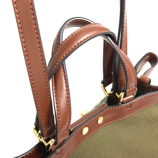 FENDI Tote Bag 8BH374 cotton green FF total pattern Peekaboo X Tote Women Used Authentic