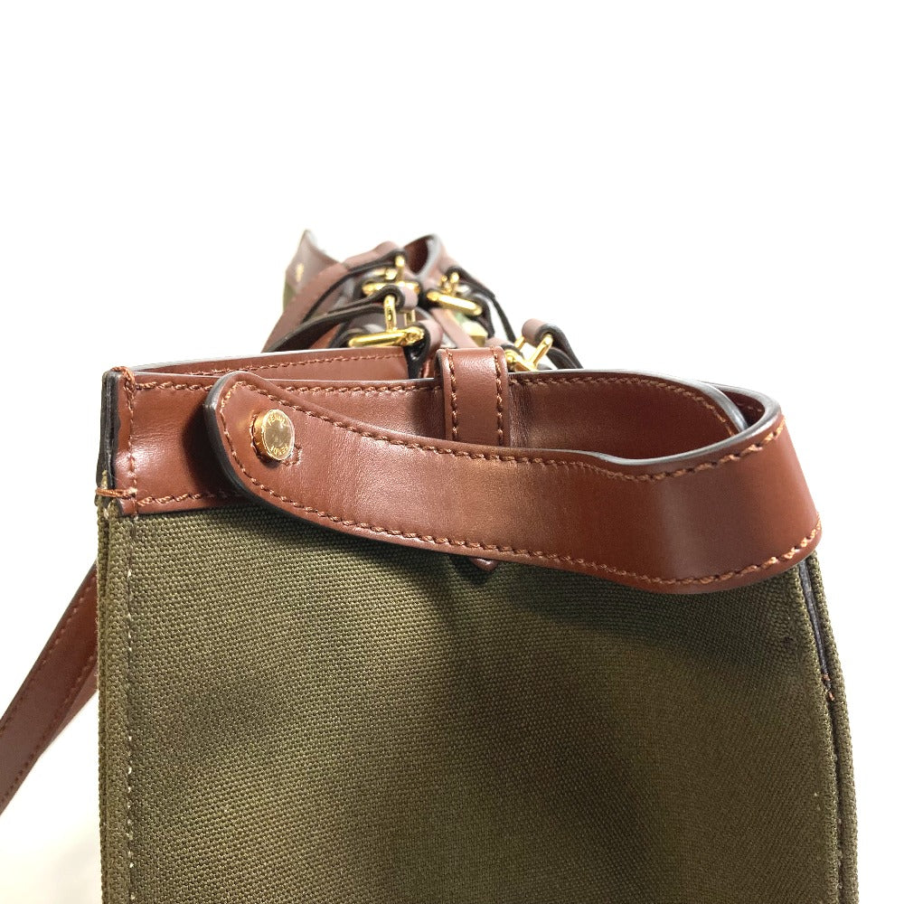 FENDI Tote Bag 8BH374 cotton green FF total pattern Peekaboo X Tote Women Used Authentic