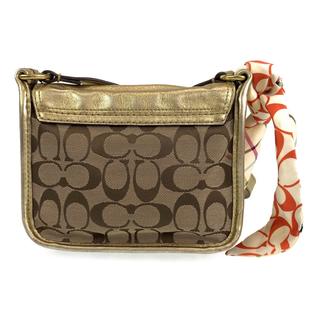 COACH Shoulder Bag canvas beige Signature With Calfskin