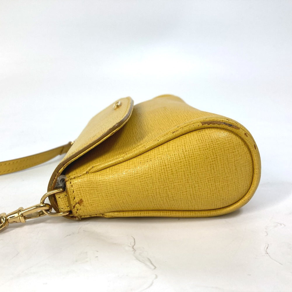 FENDI Shoulder Bag 8M0327 leather yellow 2WAY clutch bag logo Women Used Authentic