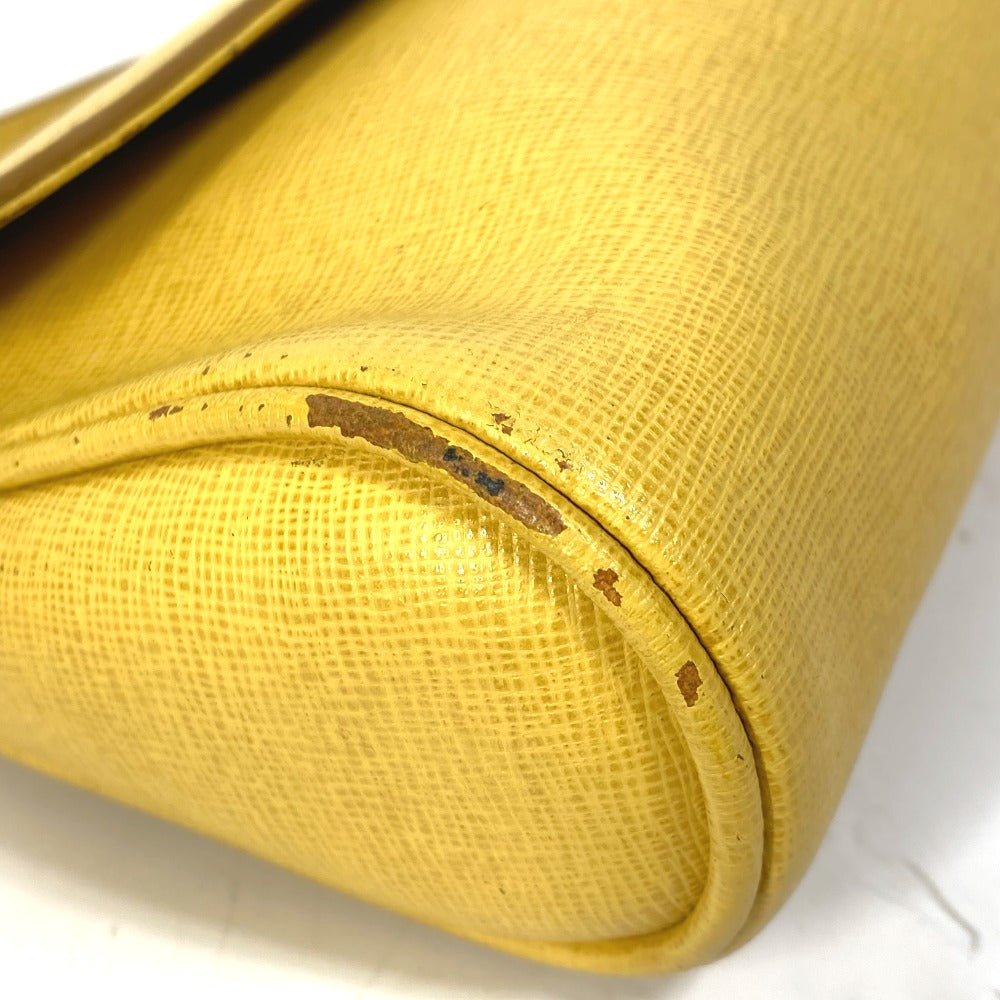 FENDI Shoulder Bag 8M0327 leather yellow 2WAY clutch bag logo Women Used Authentic