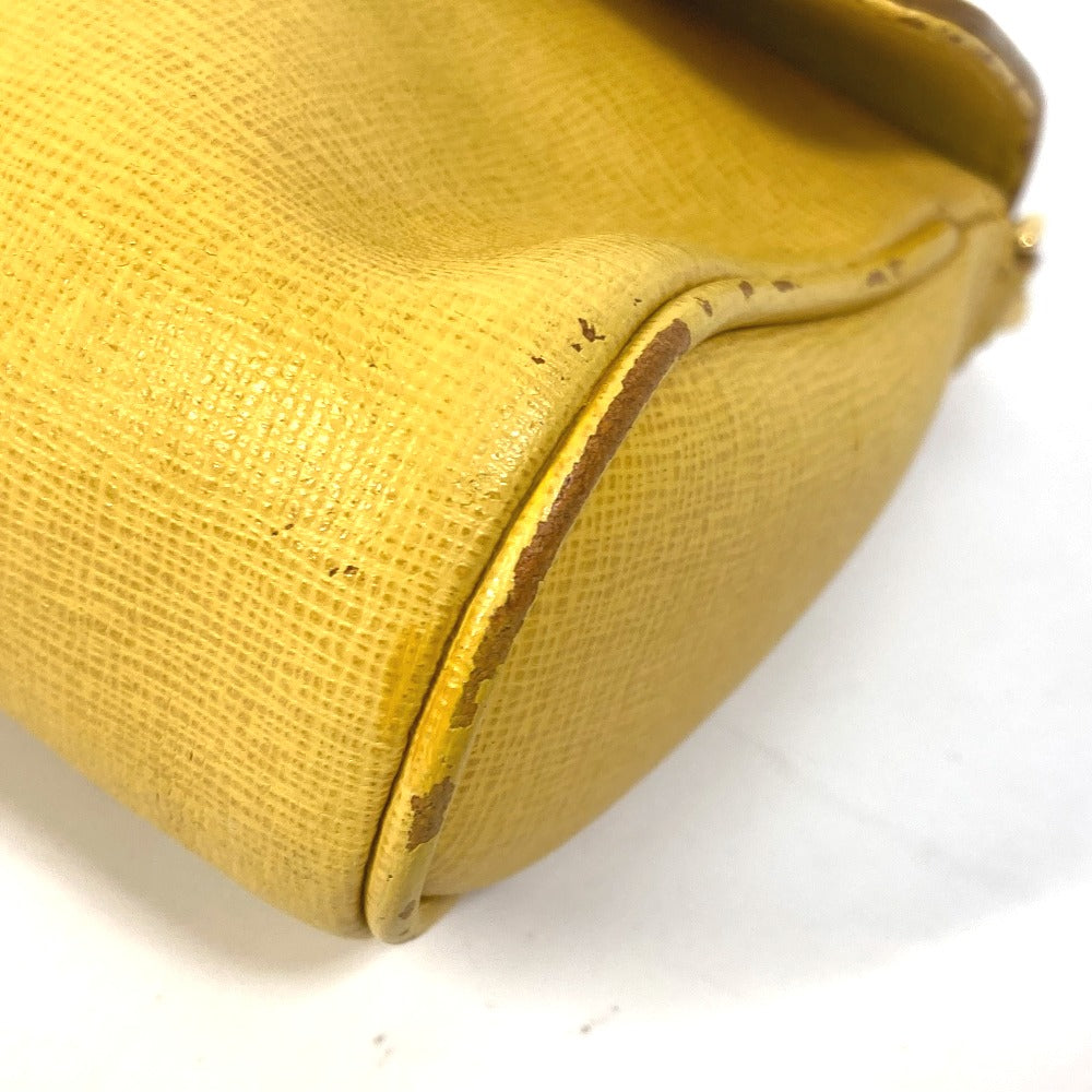 FENDI Shoulder Bag 8M0327 leather yellow 2WAY clutch bag logo Women Used Authentic