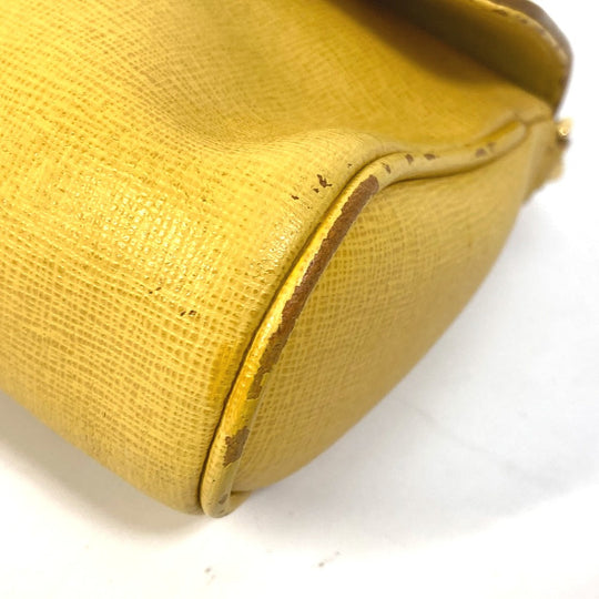 FENDI Shoulder Bag 8M0327 leather yellow 2WAY clutch bag logo Women Used Authentic