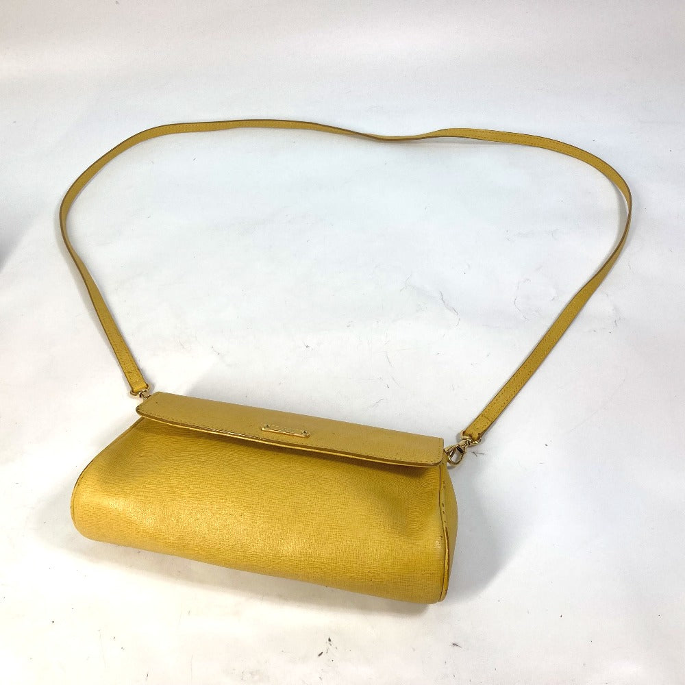 FENDI Shoulder Bag 8M0327 leather yellow 2WAY clutch bag logo Women Used Authentic