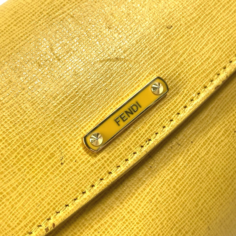 FENDI Shoulder Bag 8M0327 leather yellow 2WAY clutch bag logo Women Used Authentic