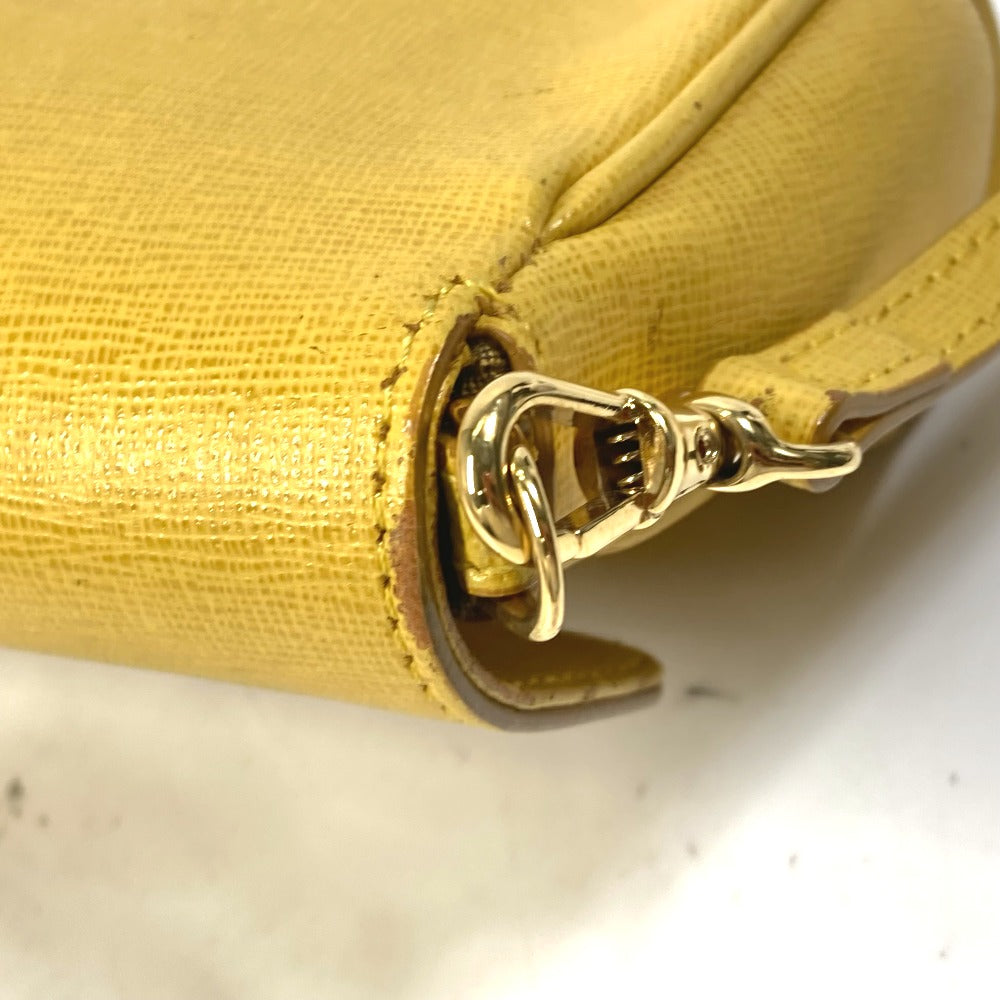 FENDI Shoulder Bag 8M0327 leather yellow 2WAY clutch bag logo Women Used Authentic