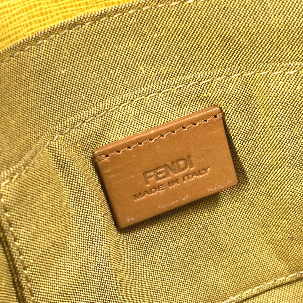 FENDI Shoulder Bag 8M0327 leather yellow 2WAY clutch bag logo Women Used Authentic