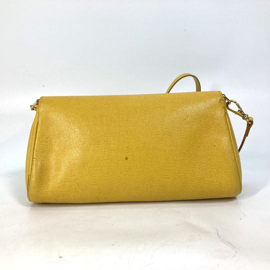 FENDI Shoulder Bag 8M0327 leather yellow 2WAY clutch bag logo Women Used Authentic