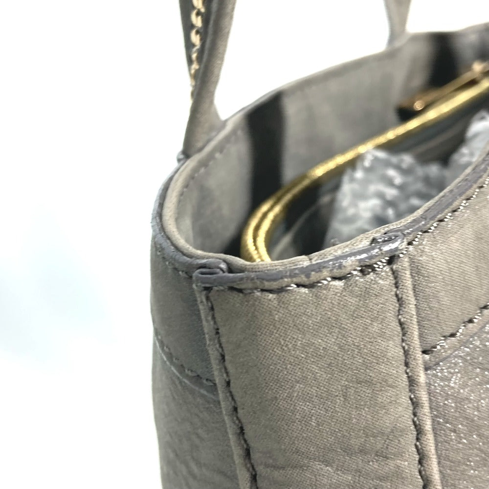 FENDI Shoulder Bag 8BR650 leather gray Bag Shoulder Bag Tote Bag logo FF Women Used Authentic