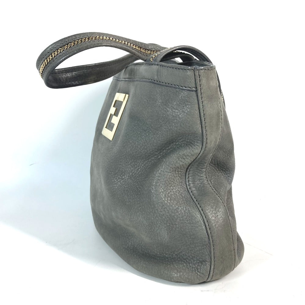 FENDI Shoulder Bag 8BR650 leather gray Bag Shoulder Bag Tote Bag logo FF Women Used Authentic