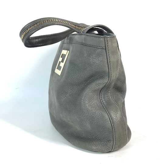 FENDI Shoulder Bag 8BR650 leather gray Bag Shoulder Bag Tote Bag logo FF Women Used Authentic