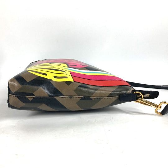 FENDI Shoulder Bag 7VA470 PVC Brown Multicolor logo Women Used Authentic
