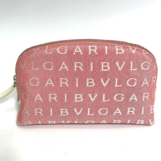 BVLGARI Pouch canvas pink Logo mania Women Used Authentic