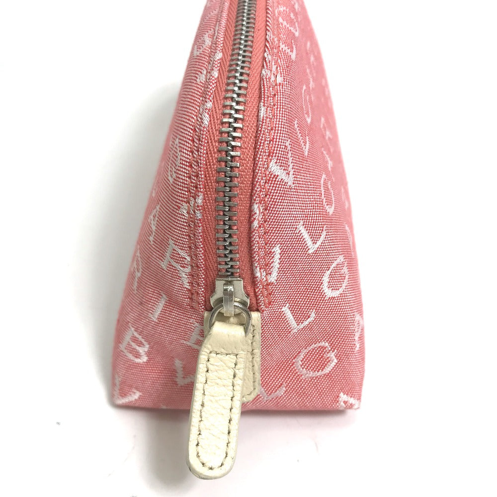 BVLGARI Pouch canvas pink Logo mania Women Used Authentic
