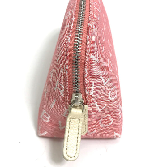 BVLGARI Pouch canvas pink Logo mania Women Used Authentic