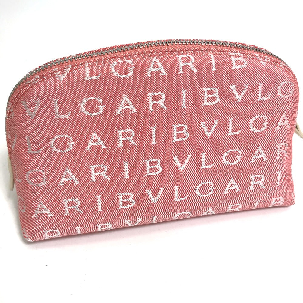 BVLGARI Pouch canvas pink Logo mania Women Used Authentic
