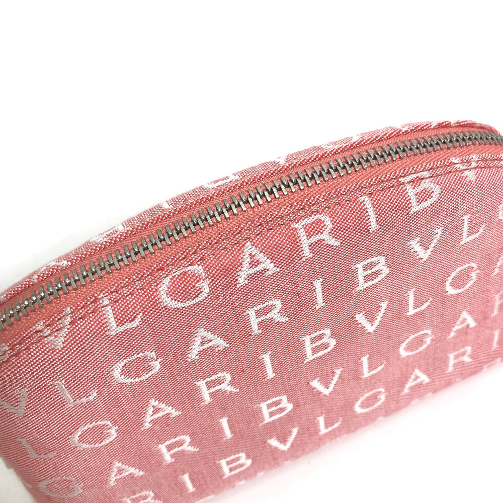 BVLGARI Pouch canvas pink Logo mania Women Used Authentic