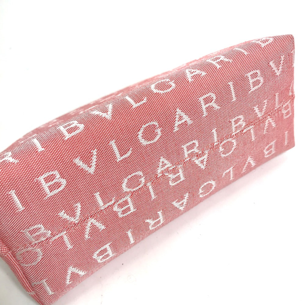 BVLGARI Pouch canvas pink Logo mania Women Used Authentic