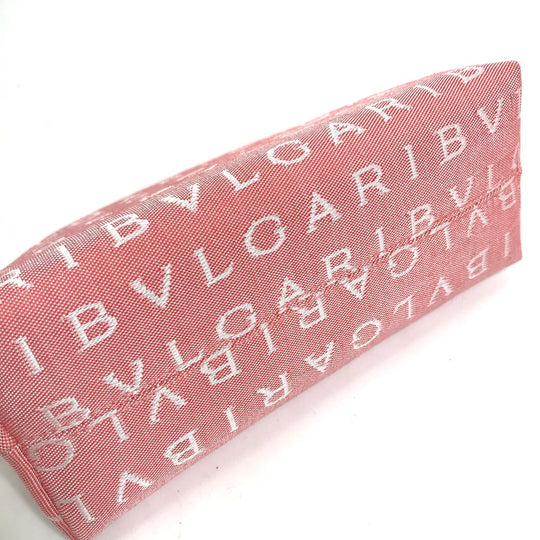 BVLGARI Pouch canvas pink Logo mania Women Used Authentic
