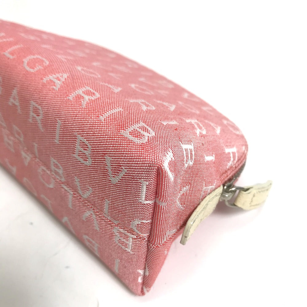 BVLGARI Pouch canvas pink Logo mania Women Used Authentic