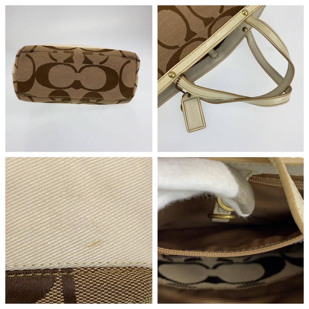 COACH Tote Bag B0767-10123 leather beige Signature