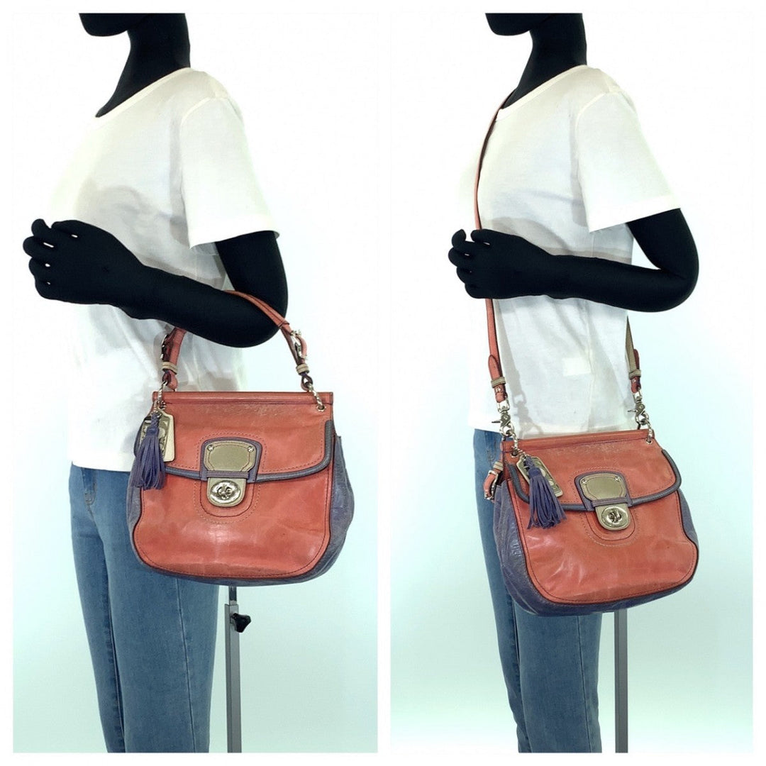 COACH Shoulder Bag leather pink Legacy