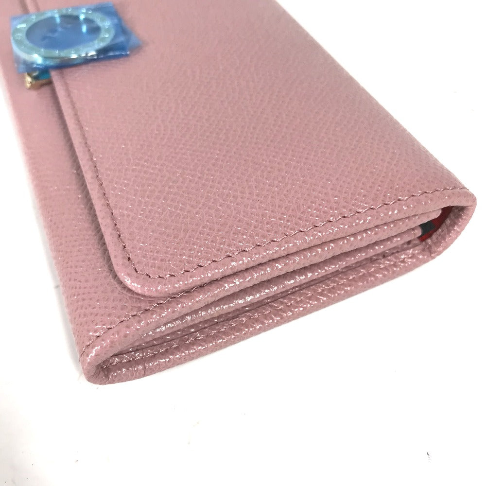 BVLGARI Long Wallet Purse leather pink Long wallet Logo clip Women Used Authentic