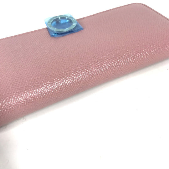 BVLGARI Long Wallet Purse leather pink Long wallet Logo clip Women Used Authentic
