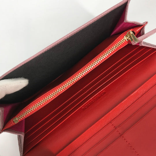 BVLGARI Long Wallet Purse leather pink Long wallet Logo clip Women Used Authentic