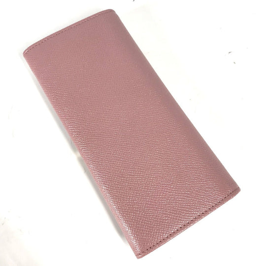 BVLGARI Long Wallet Purse leather pink Long wallet Logo clip Women Used Authentic