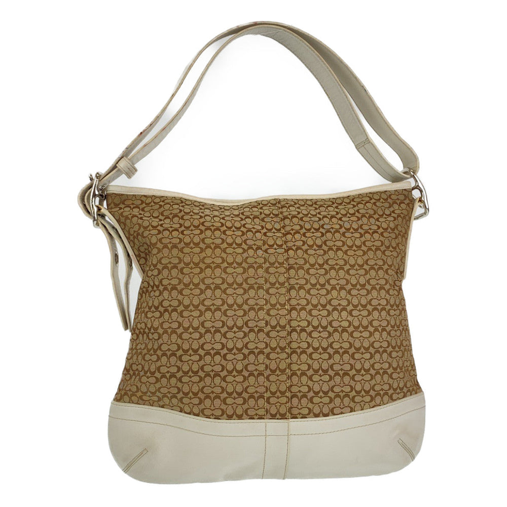 COACH Shoulder Bag leather beige Signature