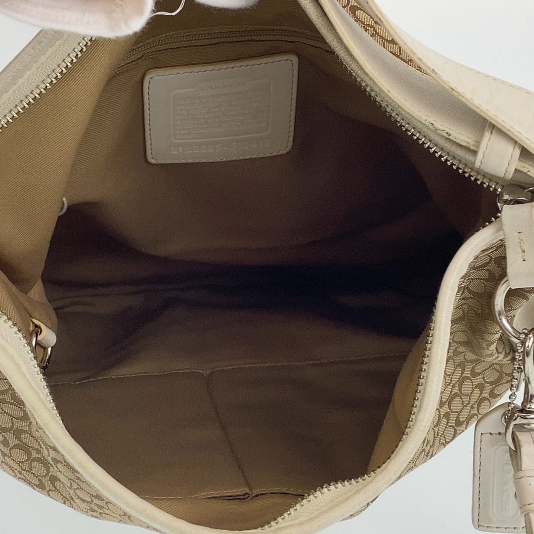COACH Shoulder Bag leather beige Signature