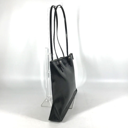 FENDI Tote Bag leather black logo FF Women Used Authentic