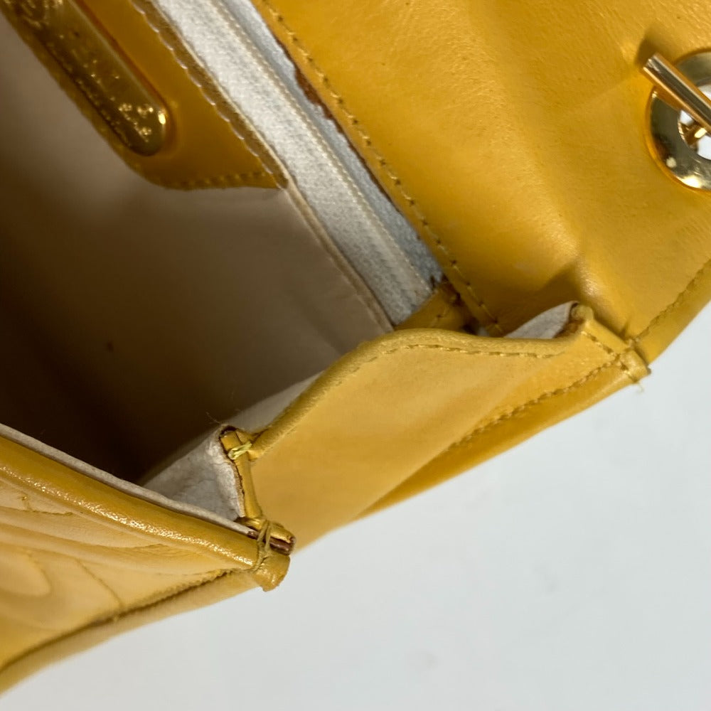 FENDI Handbag leather yellow vintage Metal handle Women Used Authentic