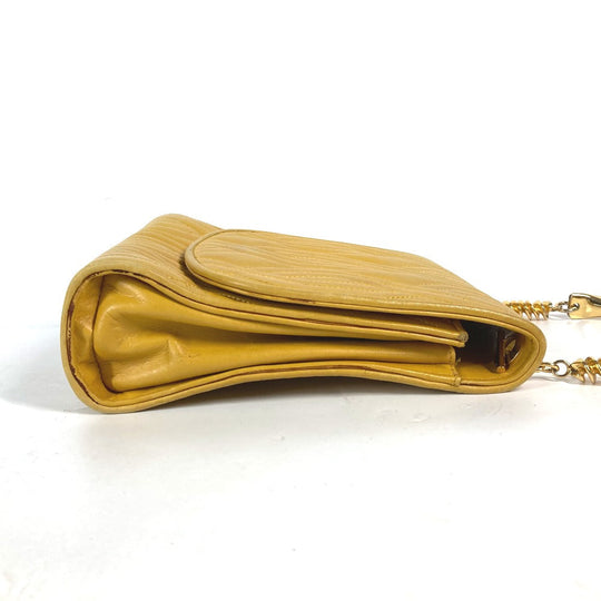 FENDI Handbag leather yellow vintage Metal handle Women Used Authentic