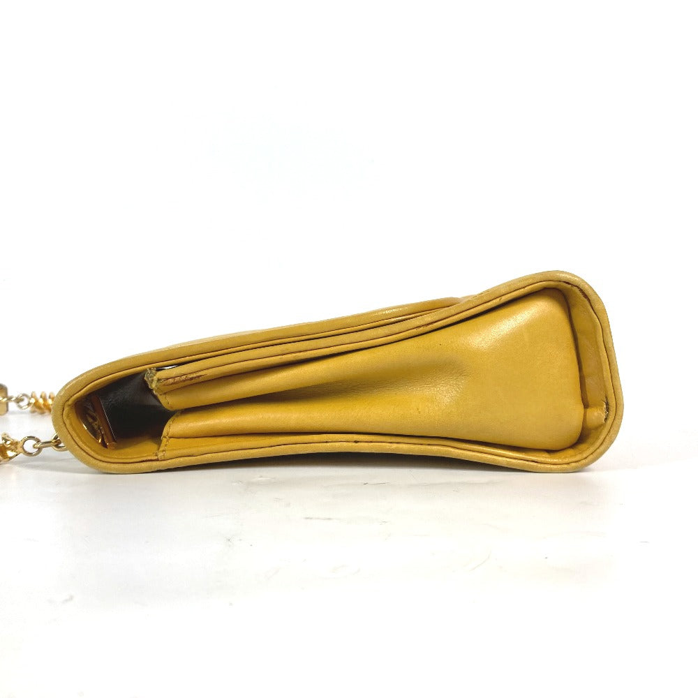 FENDI Handbag leather yellow vintage Metal handle Women Used Authentic