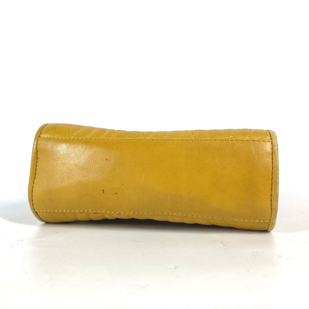 FENDI Handbag leather yellow vintage Metal handle Women Used Authentic