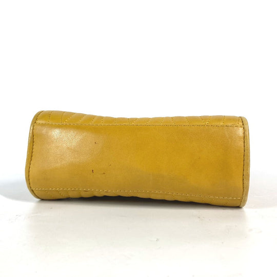 FENDI Handbag leather yellow vintage Metal handle Women Used Authentic