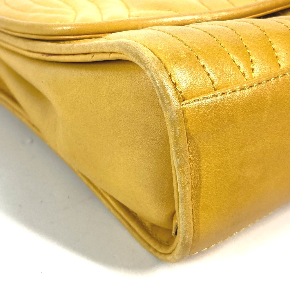 FENDI Handbag leather yellow vintage Metal handle Women Used Authentic