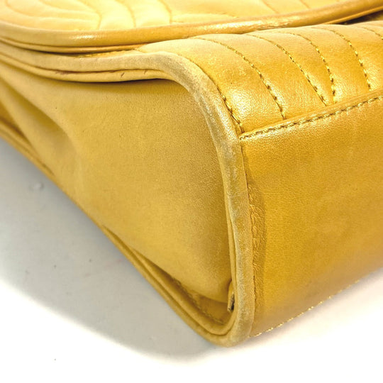FENDI Handbag leather yellow vintage Metal handle Women Used Authentic