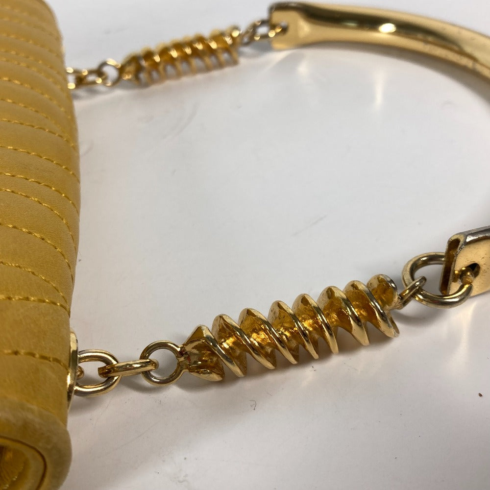 FENDI Handbag leather yellow vintage Metal handle Women Used Authentic