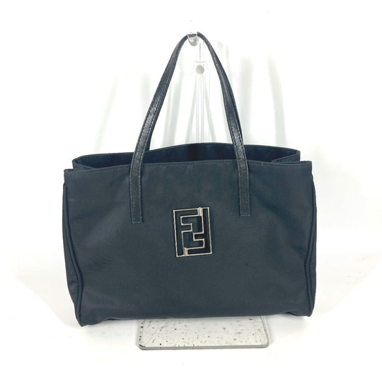 FENDI Tote Bag Leather / nylon black vintage FF logo Women Used Authentic