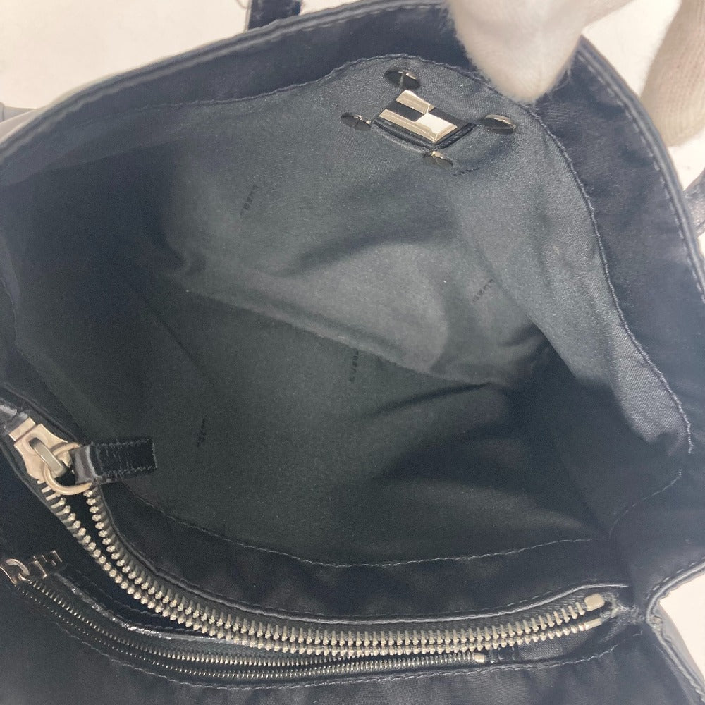 FENDI Tote Bag Leather / nylon black vintage FF logo Women Used Authentic