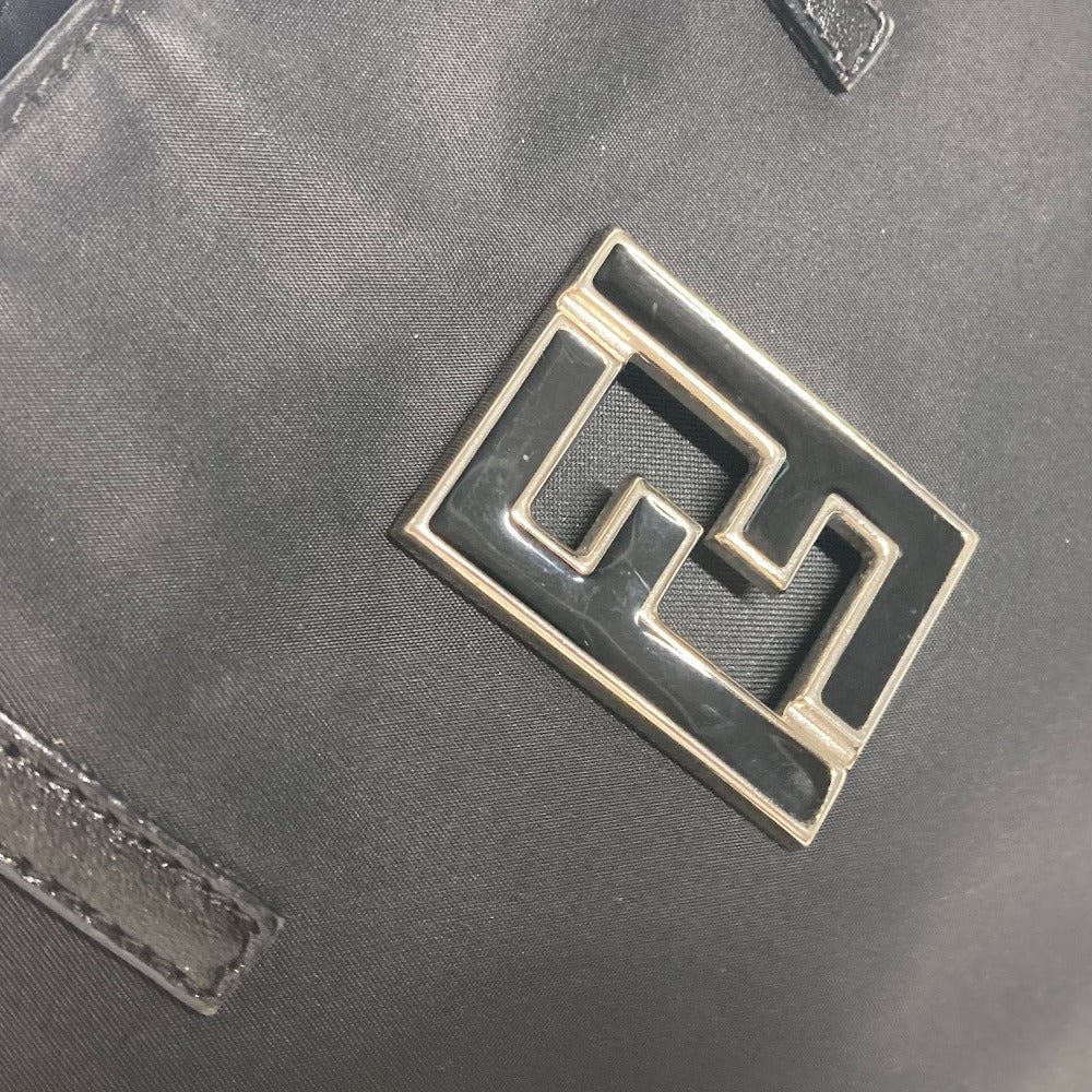 FENDI Tote Bag Leather / nylon black vintage FF logo Women Used Authentic