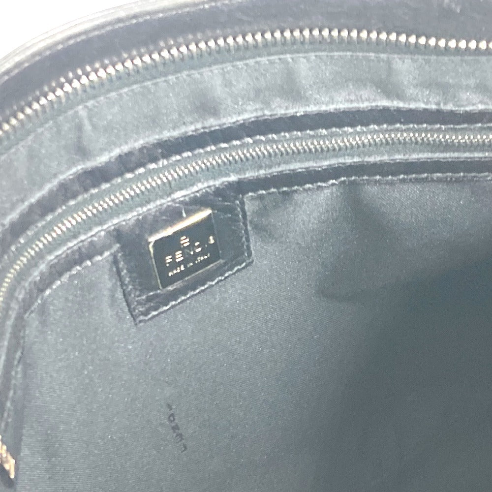 FENDI Tote Bag leather black Bag logo Women Used Authentic