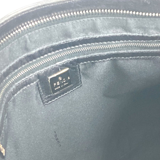 FENDI Tote Bag leather black Bag logo Women Used Authentic